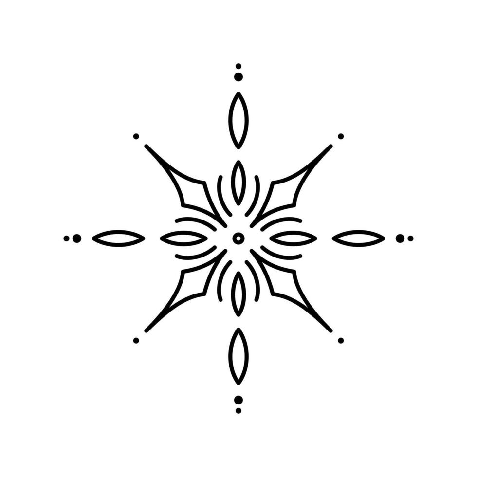 Simple snowflake star vintage ornament icon. Flat snow element for Christmas winter design, holiday greeting card, New Year invitation vector