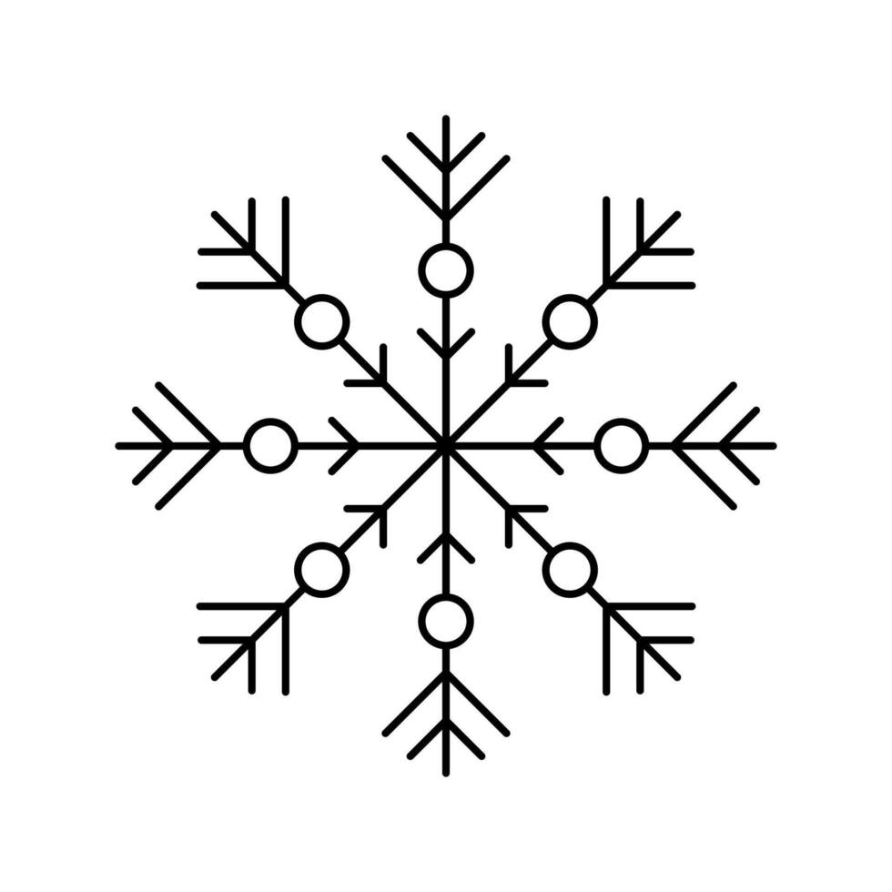 Minimalist Christmas snowflake icon winter showing eight-fold radial symmetry vector