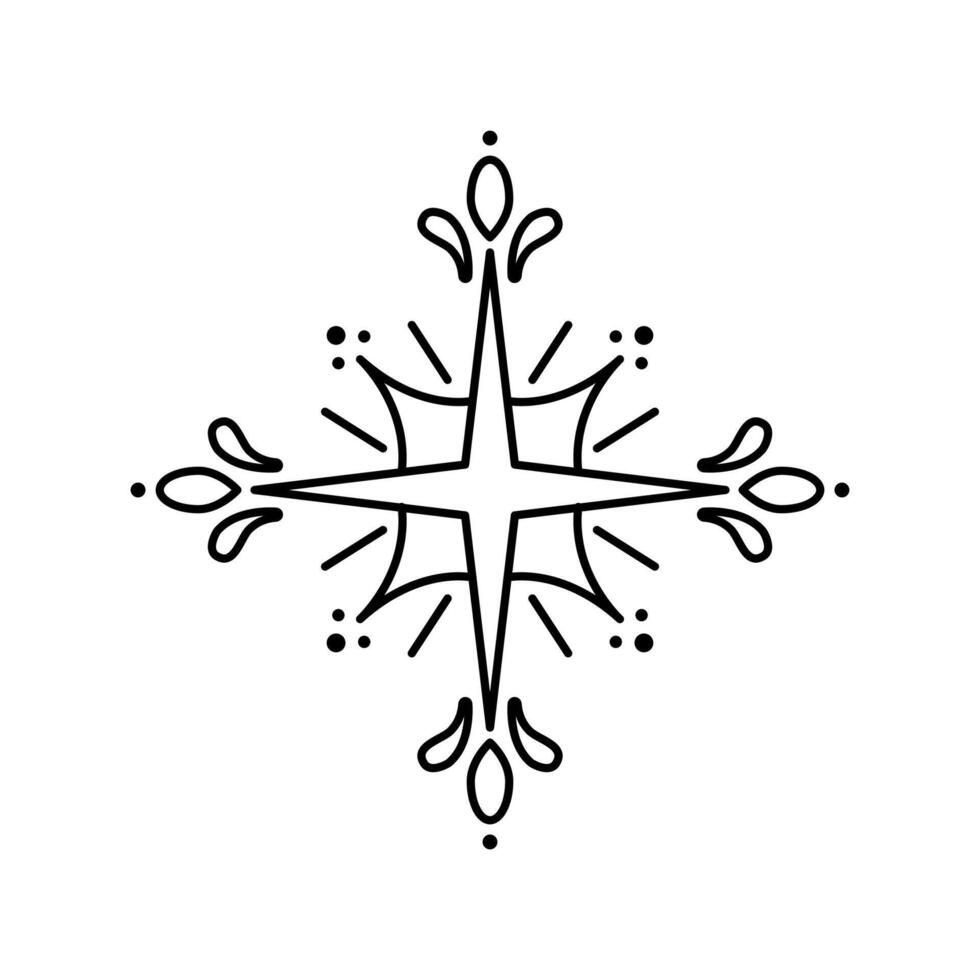 star geometric line icon for Christmas holiday party invitation, snowflake decoration, winter greeting card isolated on white background vector
