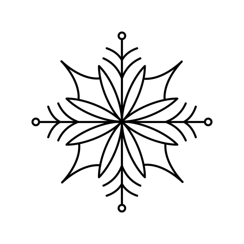 Minimalist Christmas snowflake icon winter showing eight-fold radial symmetry vector