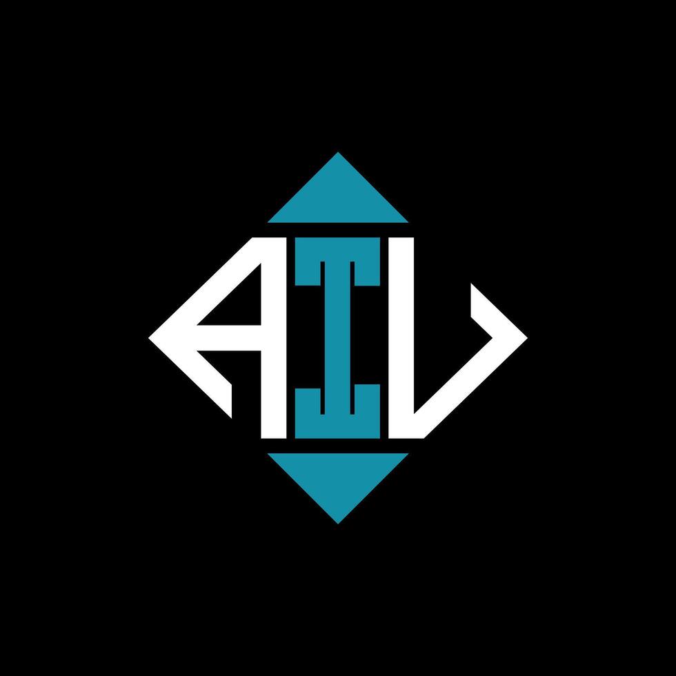 letter AIU square logo design illustration template. AIU rectangle diamond logo design. vector