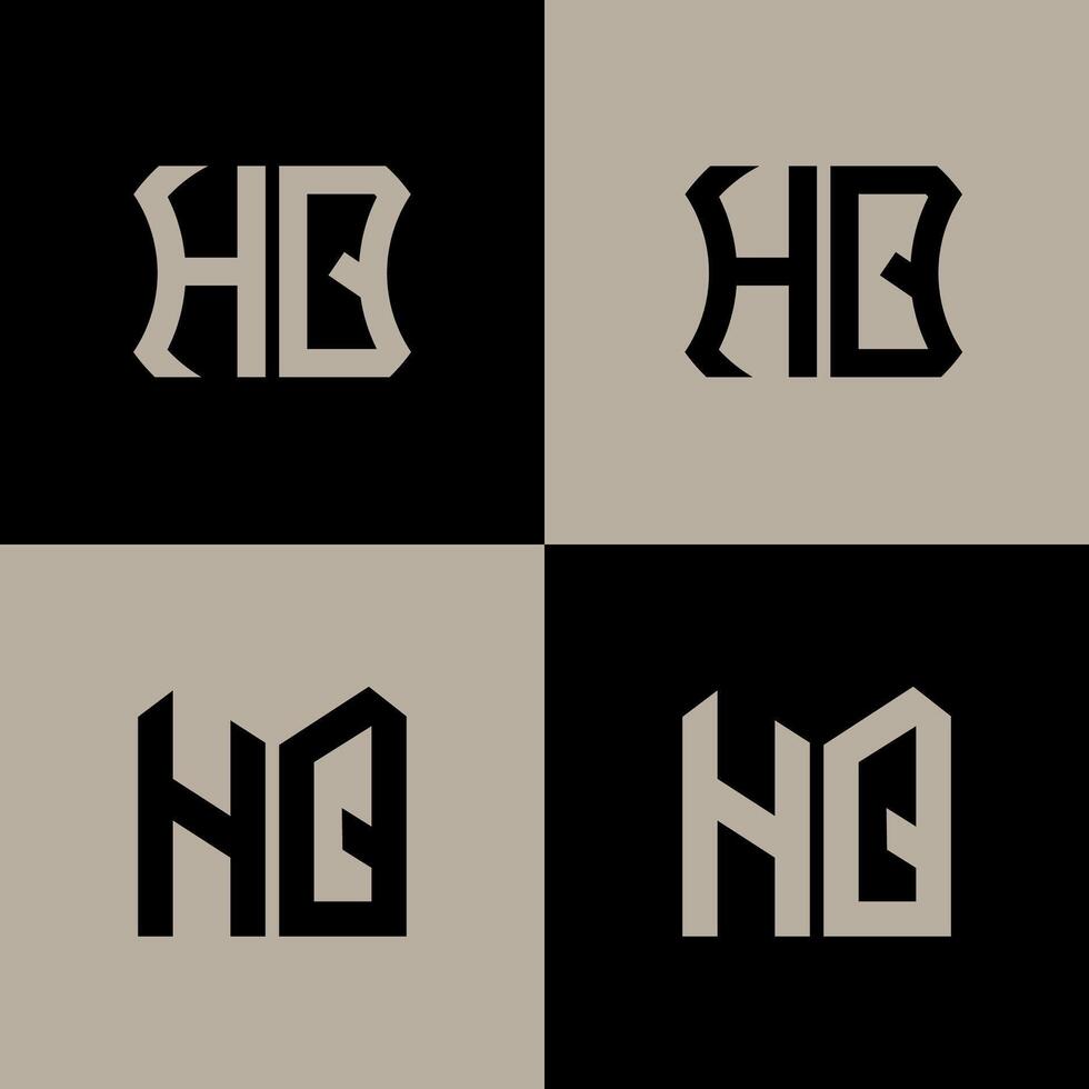 HQ polygon, circle, hexagon, flat and simple letter logo set in one artboard. HQ minimalist and classic logo. vector