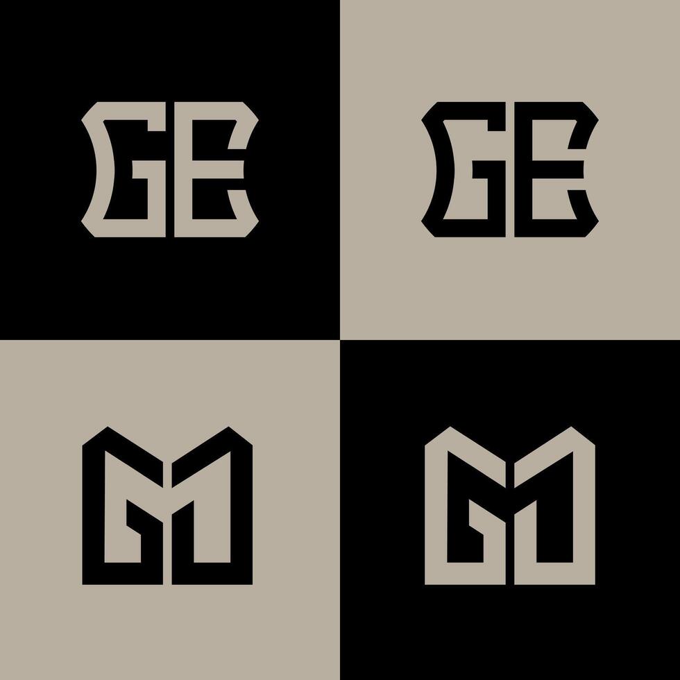 GE polygon, circle, hexagon, flat and simple letter logo set in one artboard. GE minimalist and classic logo. vector