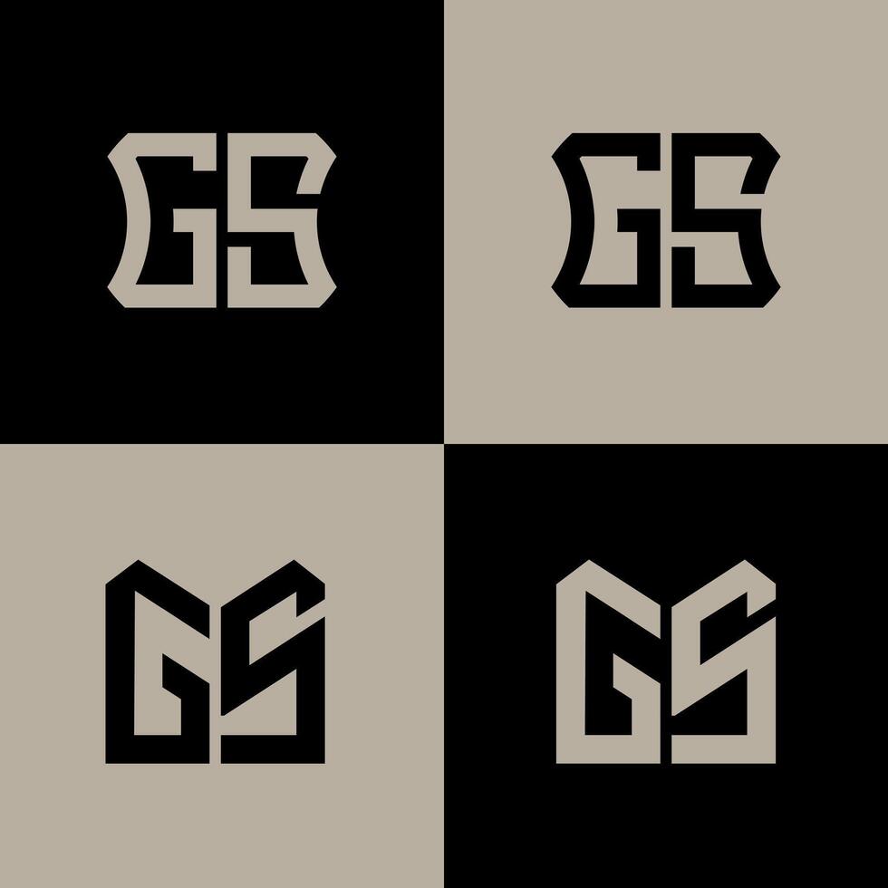 GS polygon, circle, hexagon, flat and simple letter logo set in one artboard. GS minimalist and classic logo. vector