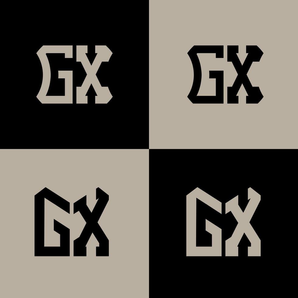 GX polygon, circle, hexagon, flat and simple letter logo set in one artboard. GX minimalist and classic logo. vector