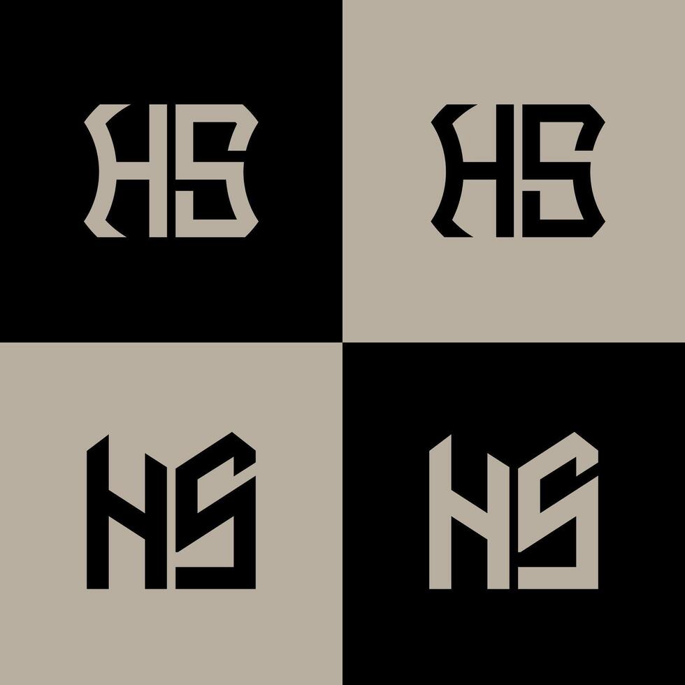 HS polygon, circle, hexagon, flat and simple letter logo set in one artboard. HS minimalist and classic logo. vector