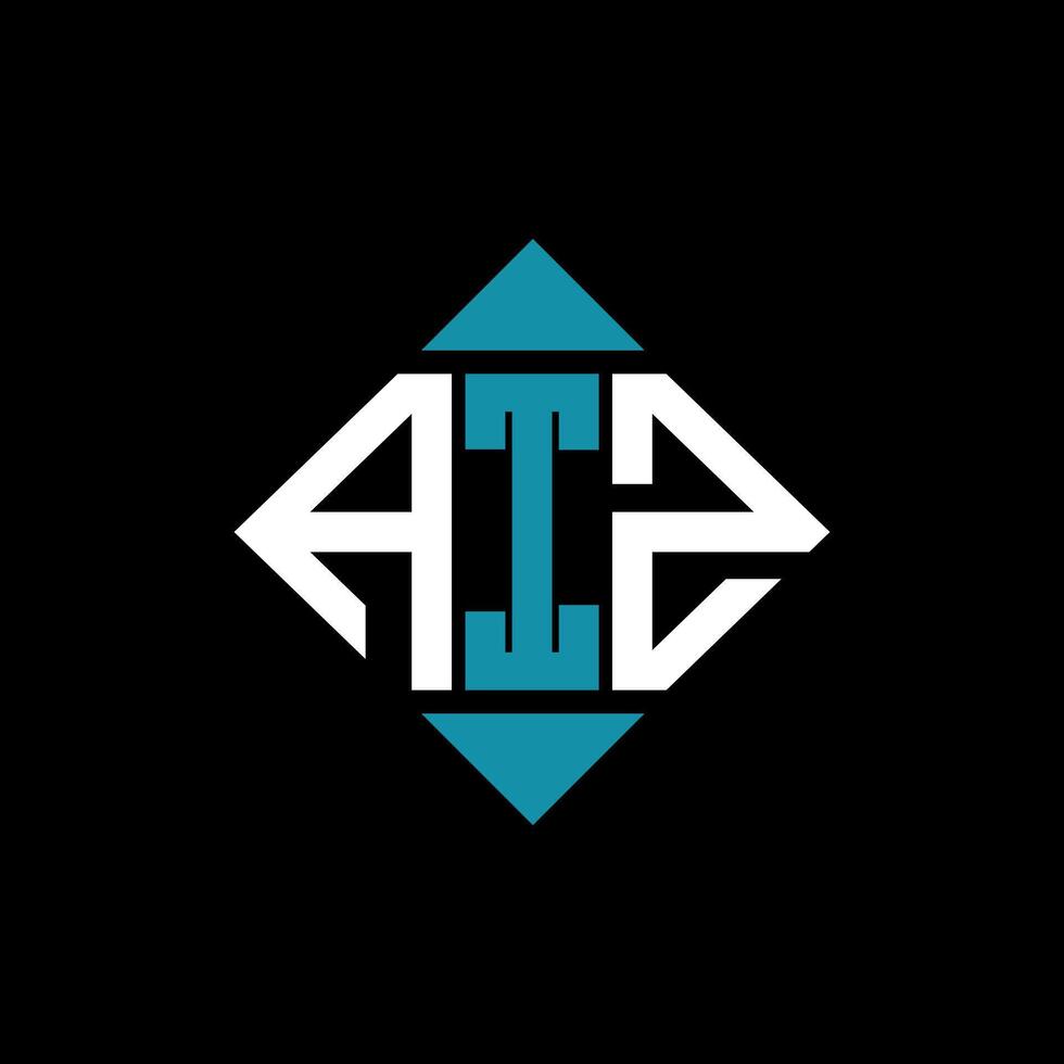 letter AIZ square logo design illustration template. AIZ rectangle diamond logo design. vector
