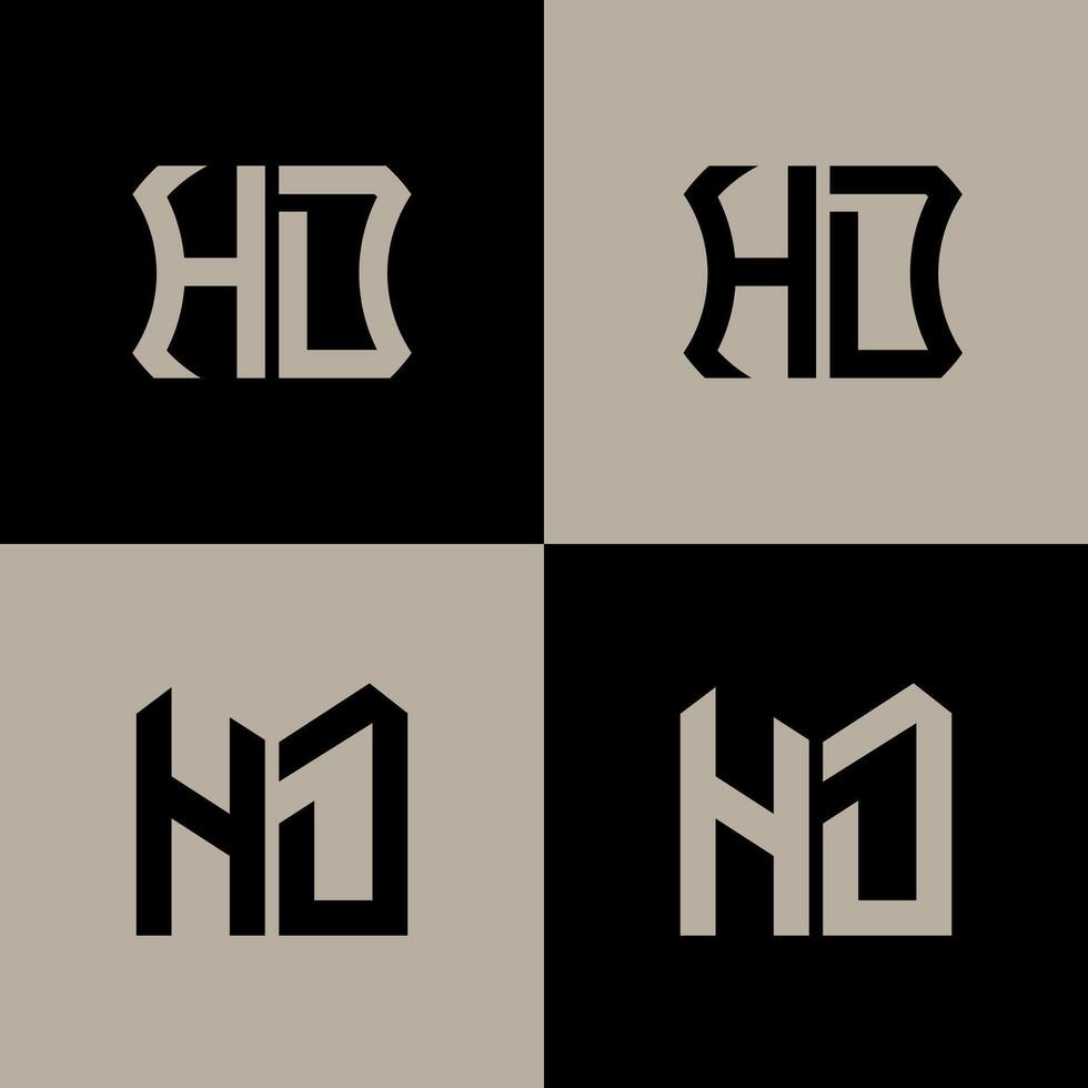 HD polygon, circle, hexagon, flat and simple letter logo set in one artboard. HD minimalist and classic logo. vector