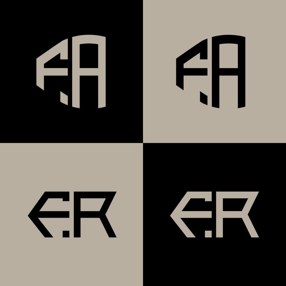 FA polygon, circle, hexagon, flat and simple letter logo set in one artboard. FA minimalist and classic logo. vector