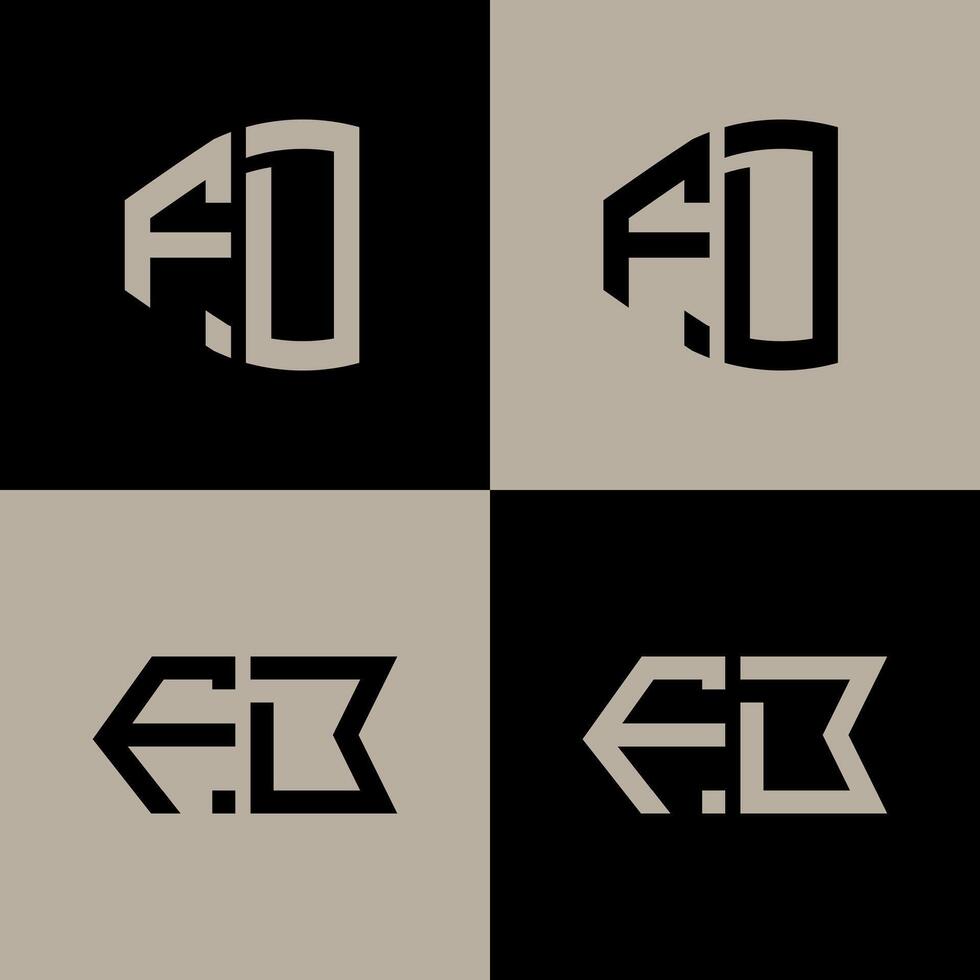 FD polygon, circle, hexagon, flat and simple letter logo set in one artboard. FD minimalist and classic logo. vector