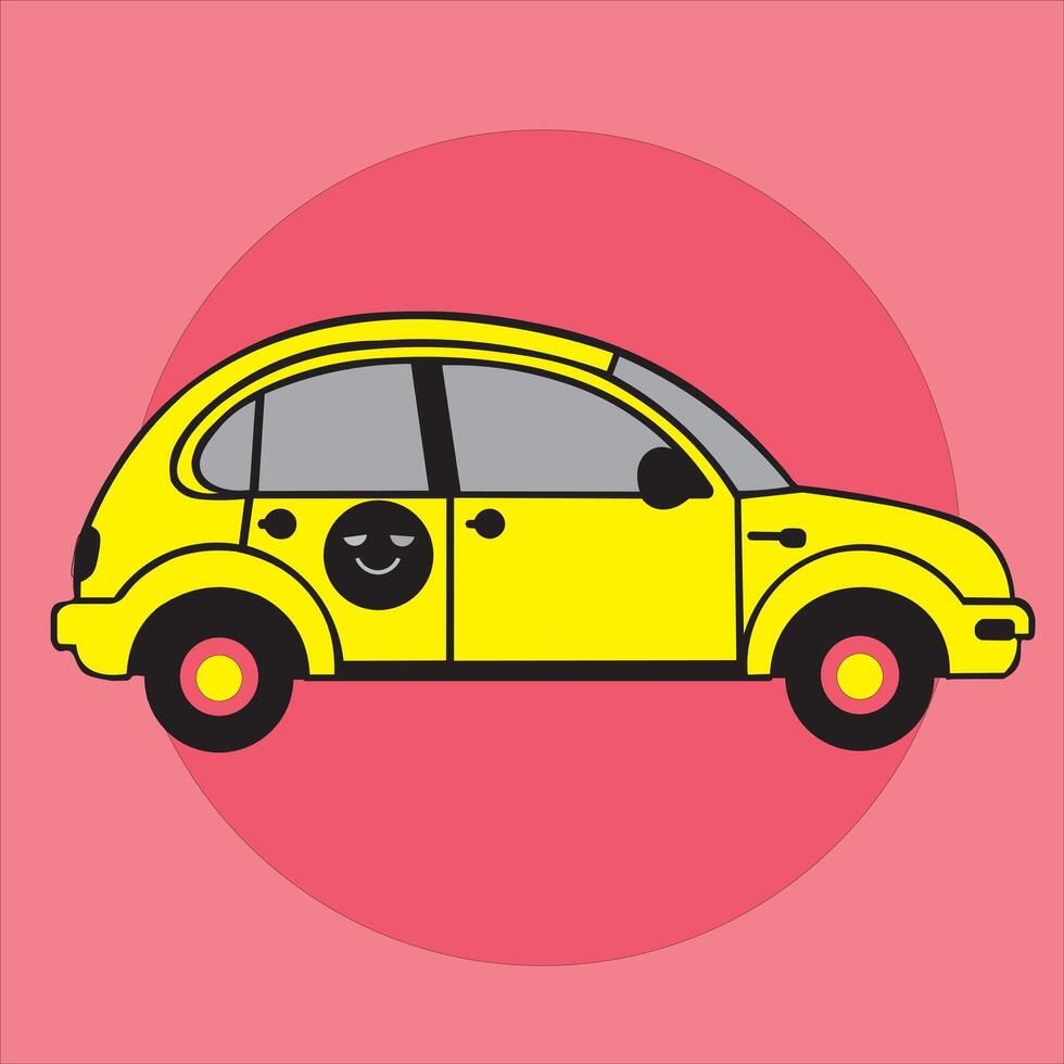 A minimalist and playful illustration of a cute sedan in a cartoon style vector