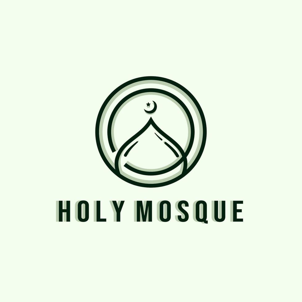 Islamic Line Art Logo Illustration Design. Simple and Modern Mosque Illustration Logo Design. Exclusive Design of Moslem Architecture or Islamic Icon. Dome Mosque Logo Design Inspiration vector