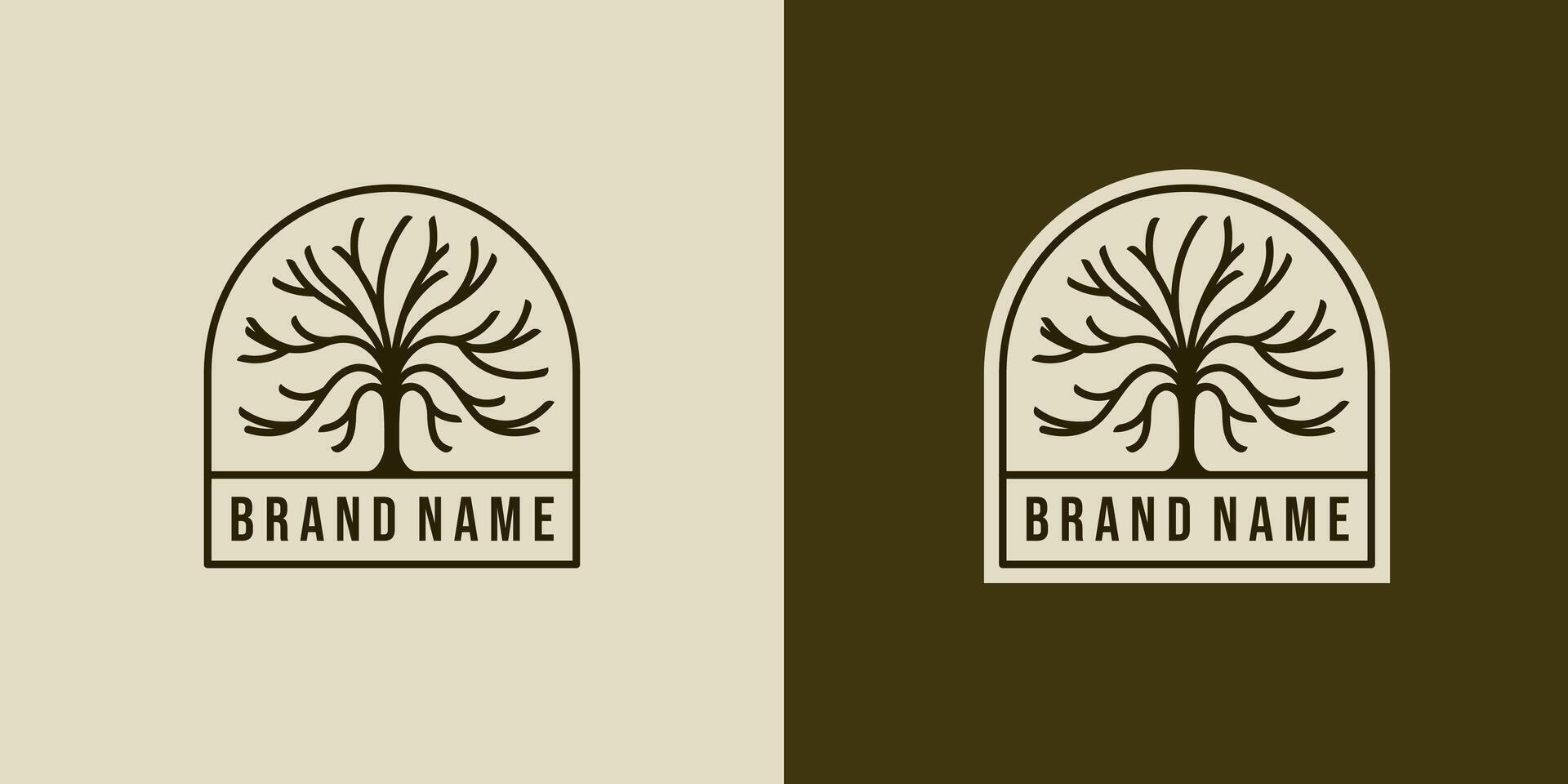 Creative design of tree logo. Tree Trunk or Tree Branch Logo Concept. Oak Tree Creative and Minimalist Badge Logo Design vector