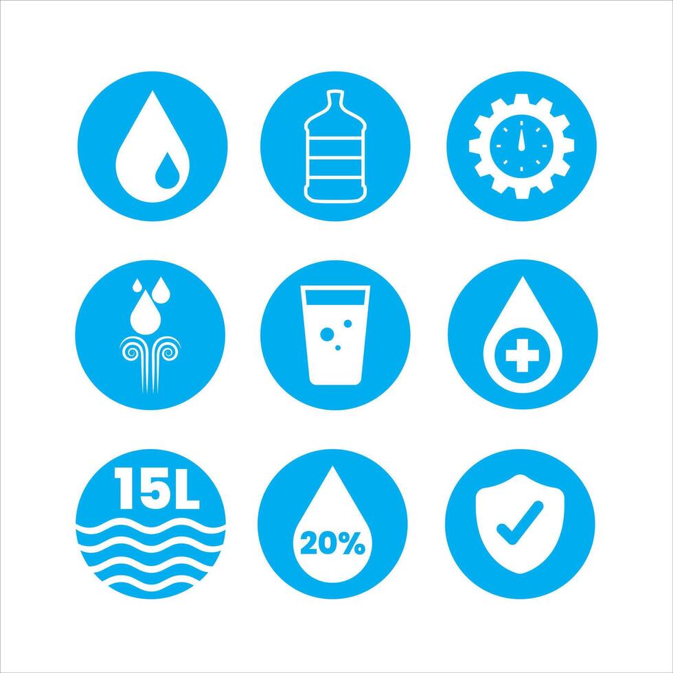 A variety of icons in one editable mineral water themed pack vector
