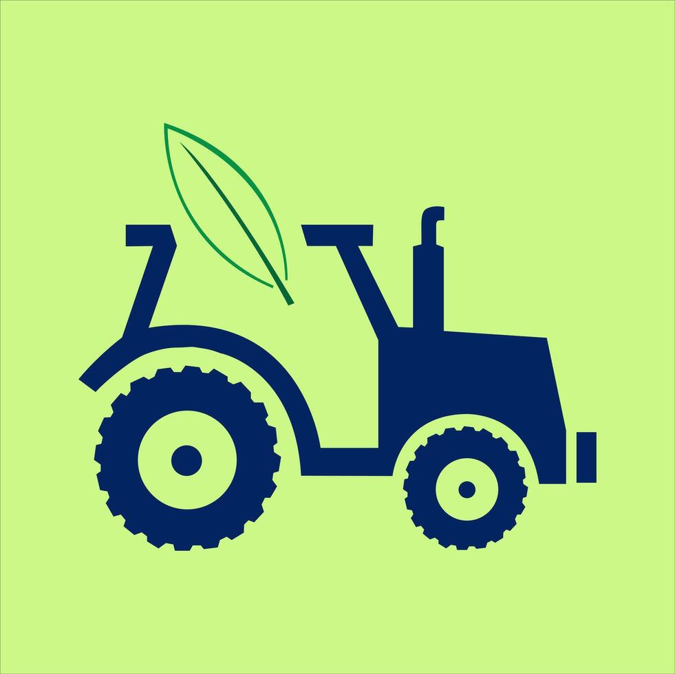 A logo in the form of a tractor engine with leaves on top, suitable for a plantation company. vector