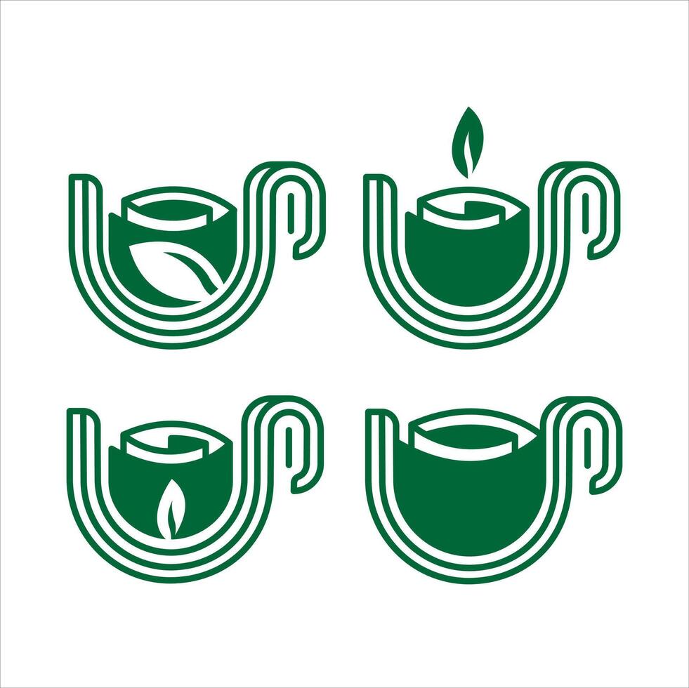 Green mug logo template package is suitable for herbal drink business. This logo can be edited or changed color vector