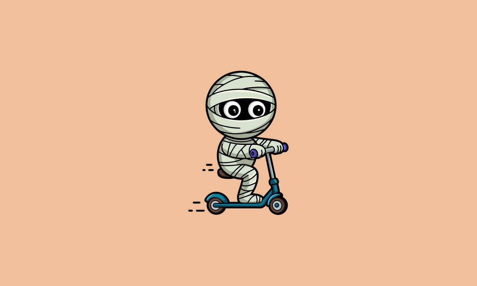 Mummy riding a scooter at full speed. vector