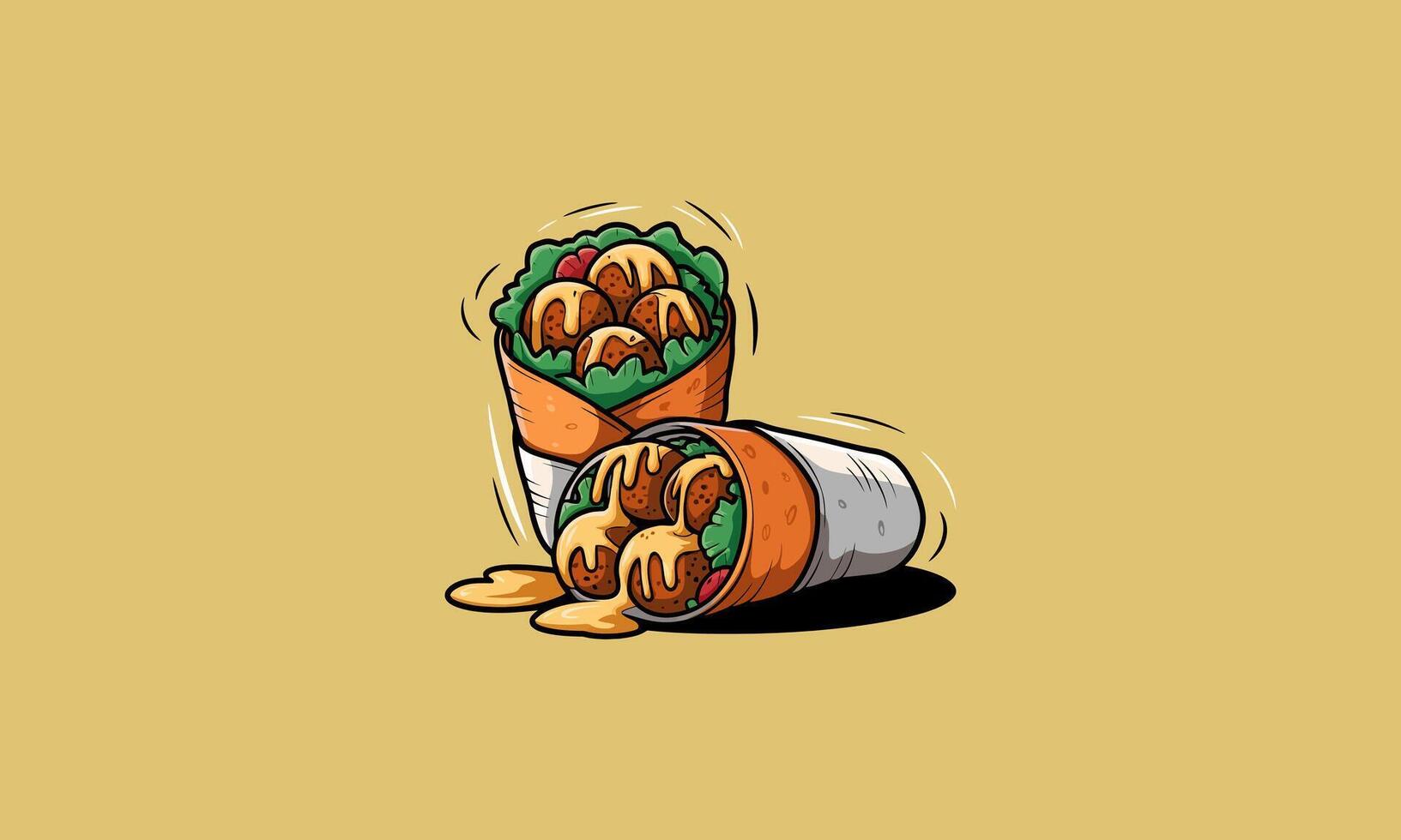 Cartoon wraps filled with fried chicken and cheese vector