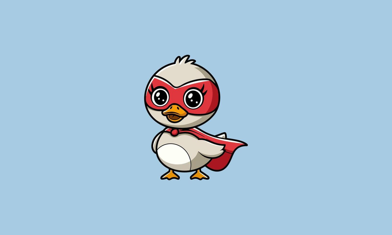 Adorable superhero duck with red mask and cape, smiling vector