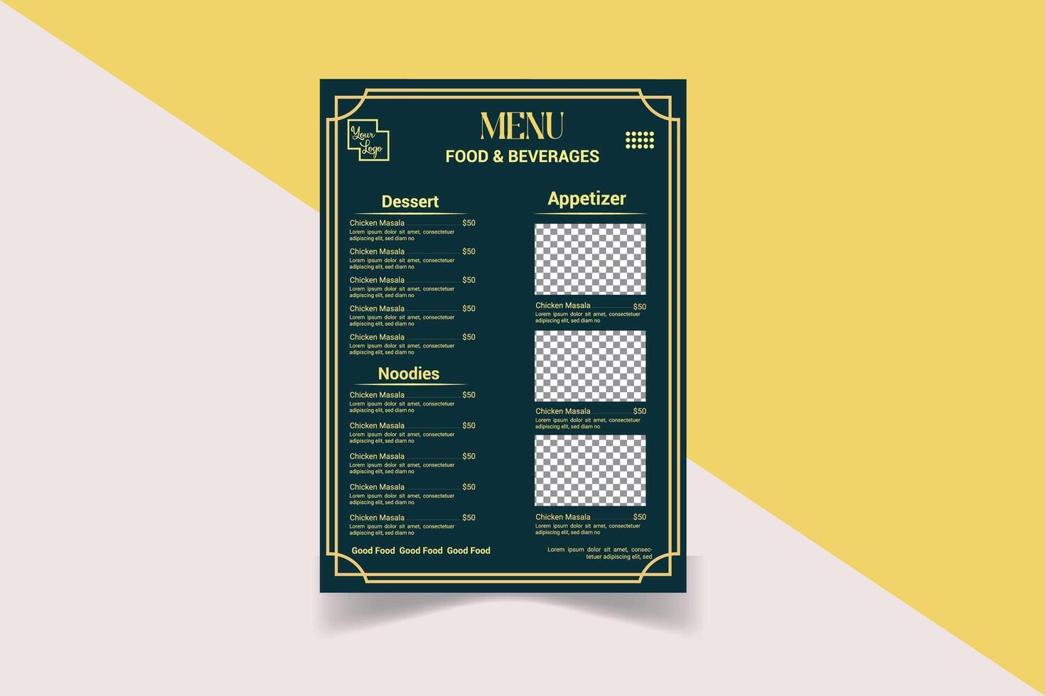 UNIQUE FOOD MENU DESIGN vector