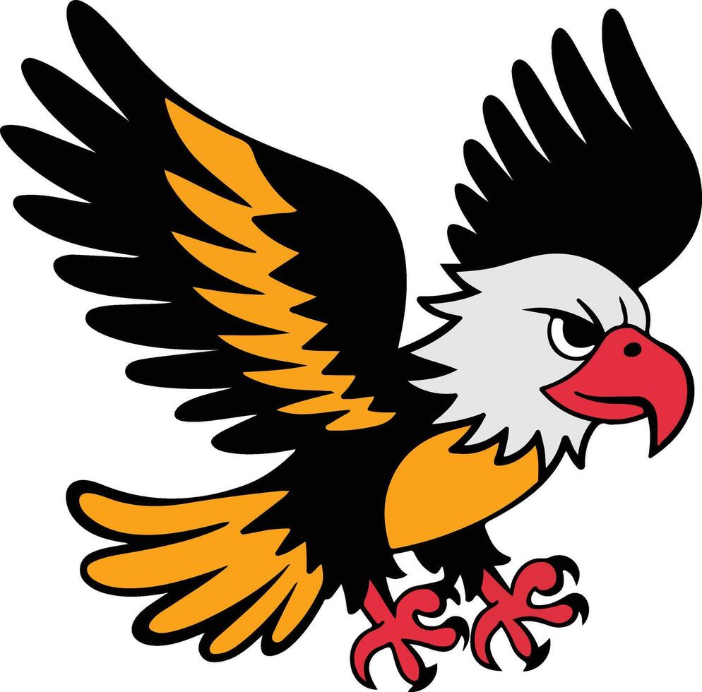 an eagle flying with its wings spread out vector