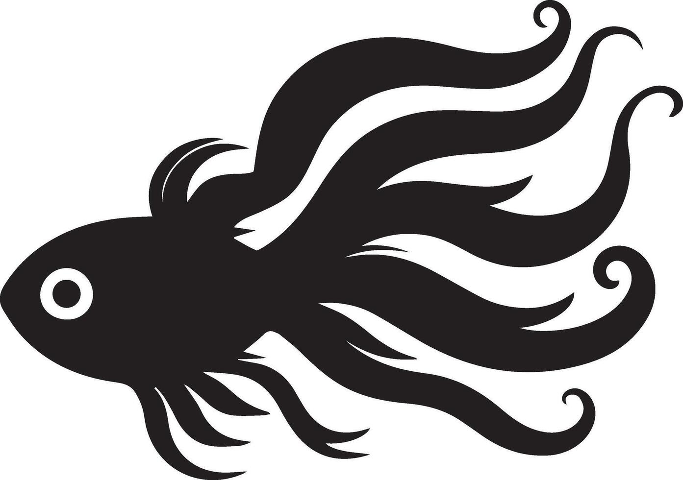 a black and white fish with long hair vector