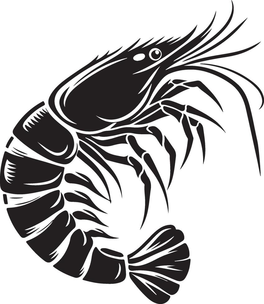 shrimp silhouette on white background vector