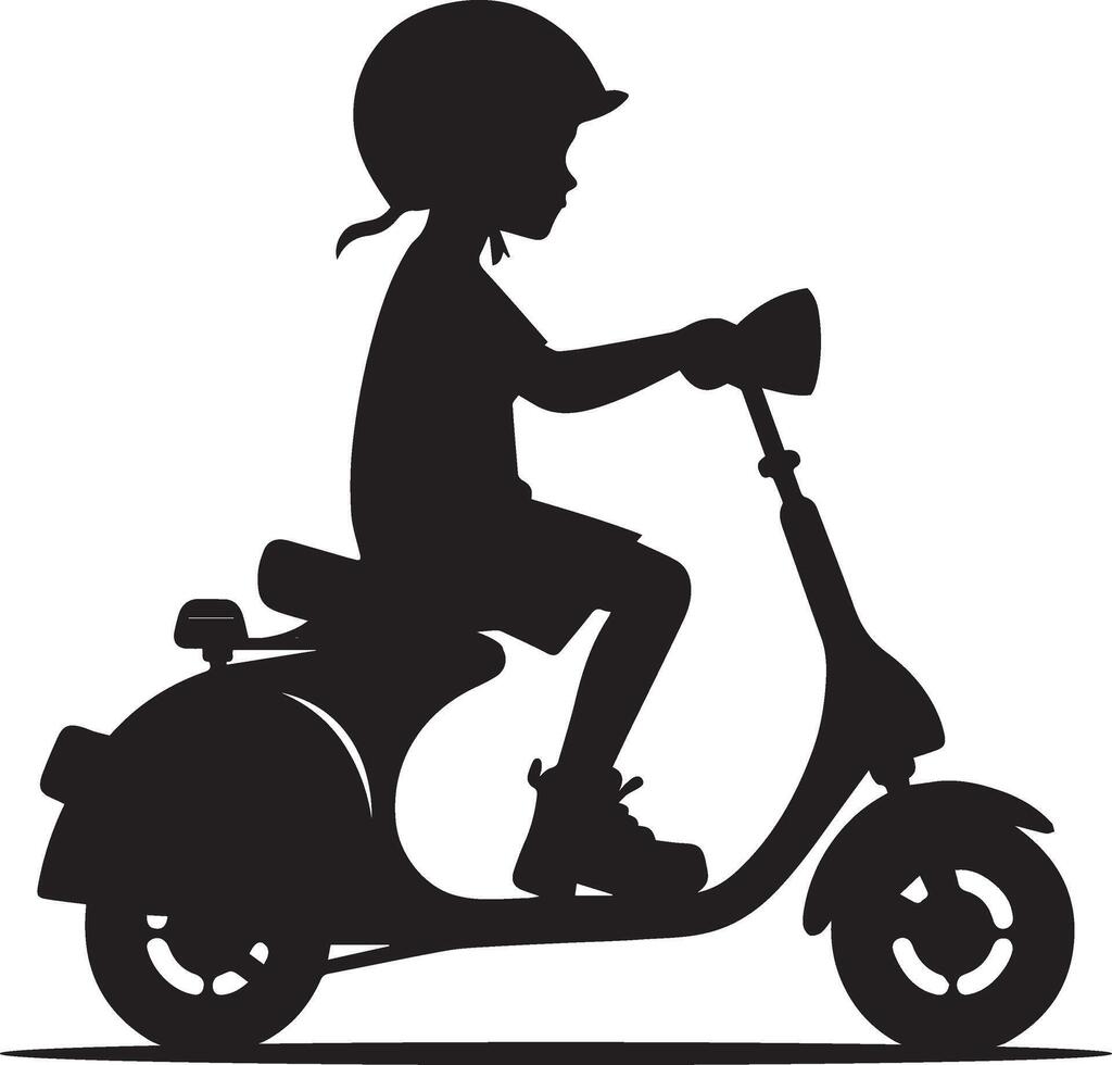 silhouette of a boy riding a scooter vector