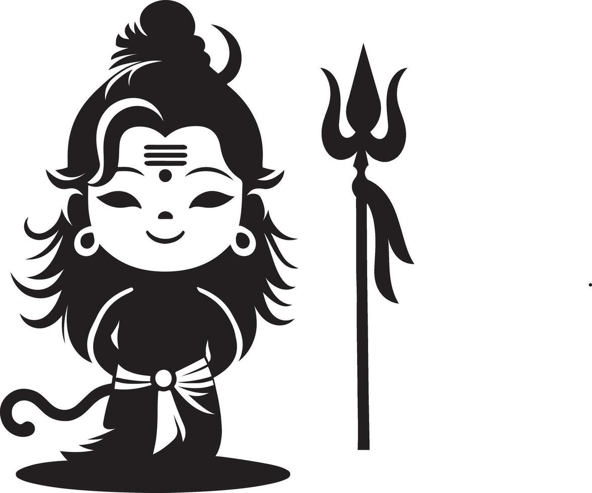 lord shiva with a trident and a sword vector