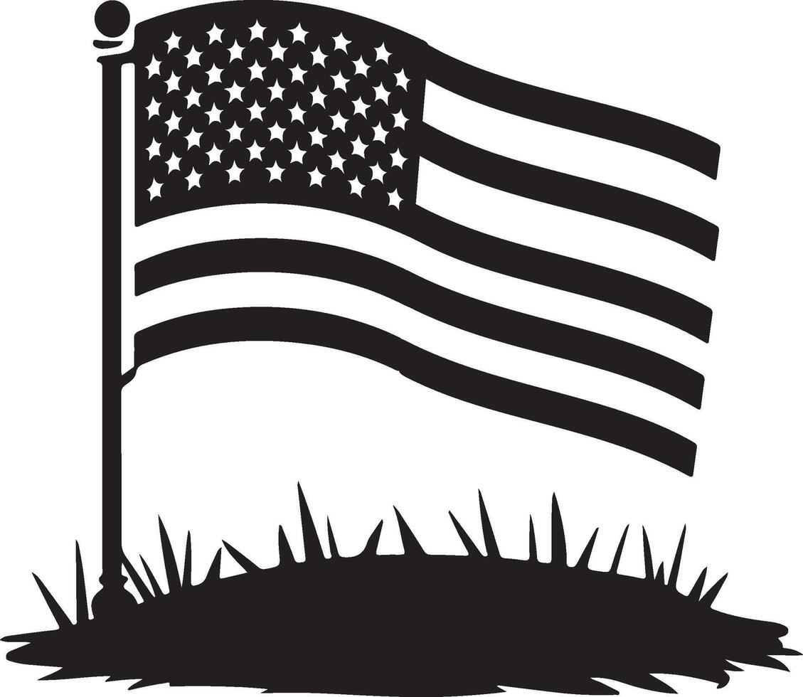 an american flag is shown in silhouette on a white background vector