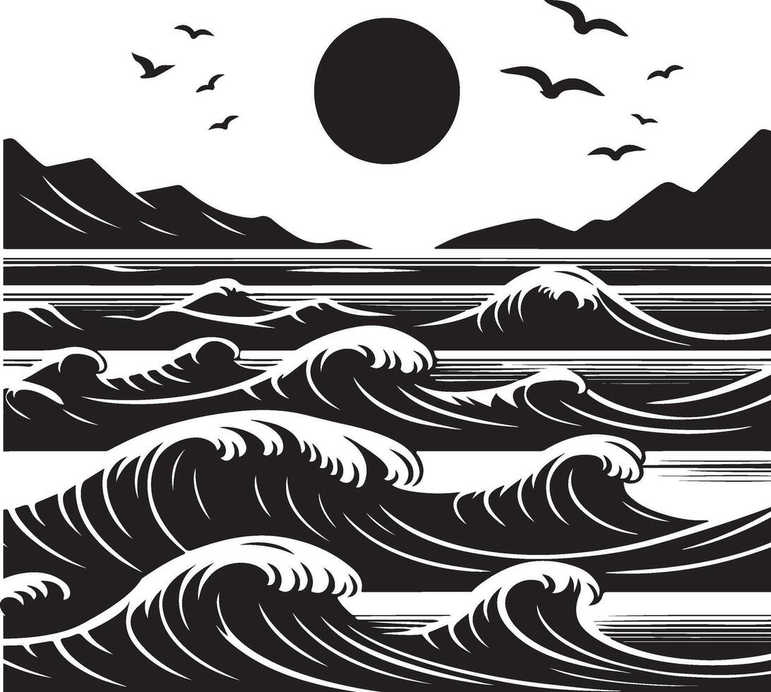 ocean wave illustration vector
