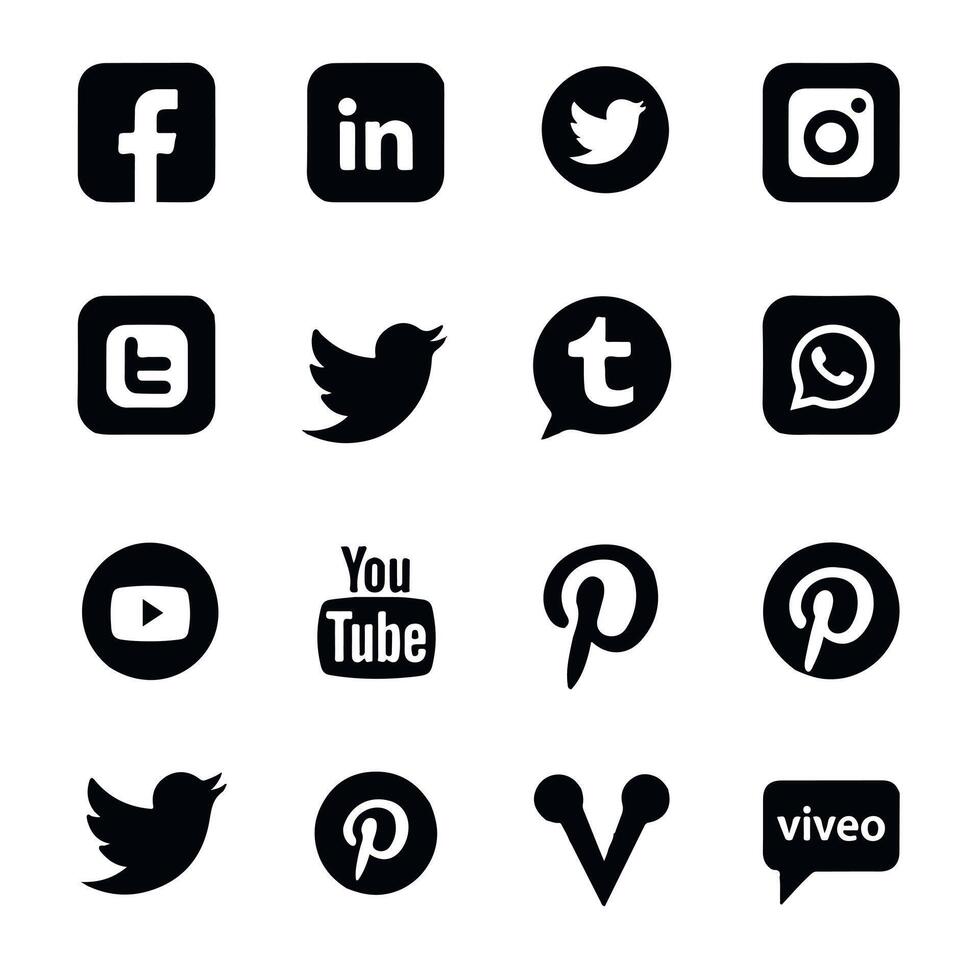 a collection of social media icons vector