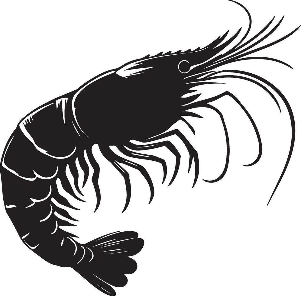 shrimp silhouette on white background vector