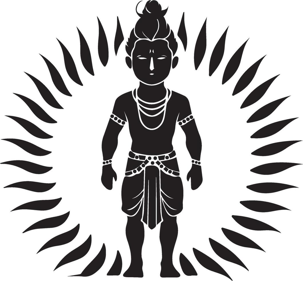 the hindu god shiva is standing in front of a sun vector