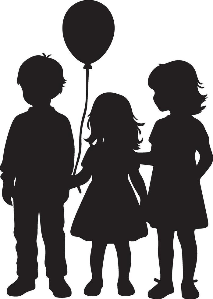 silhouette of children with balloon vector
