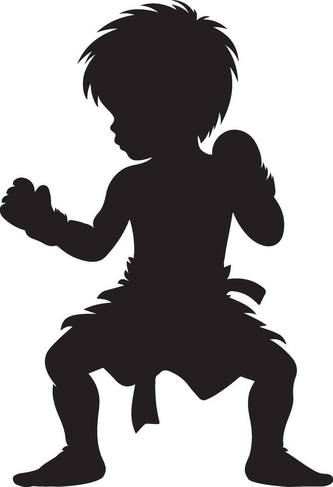 A silhouette of a little boy boxing illustrator vector