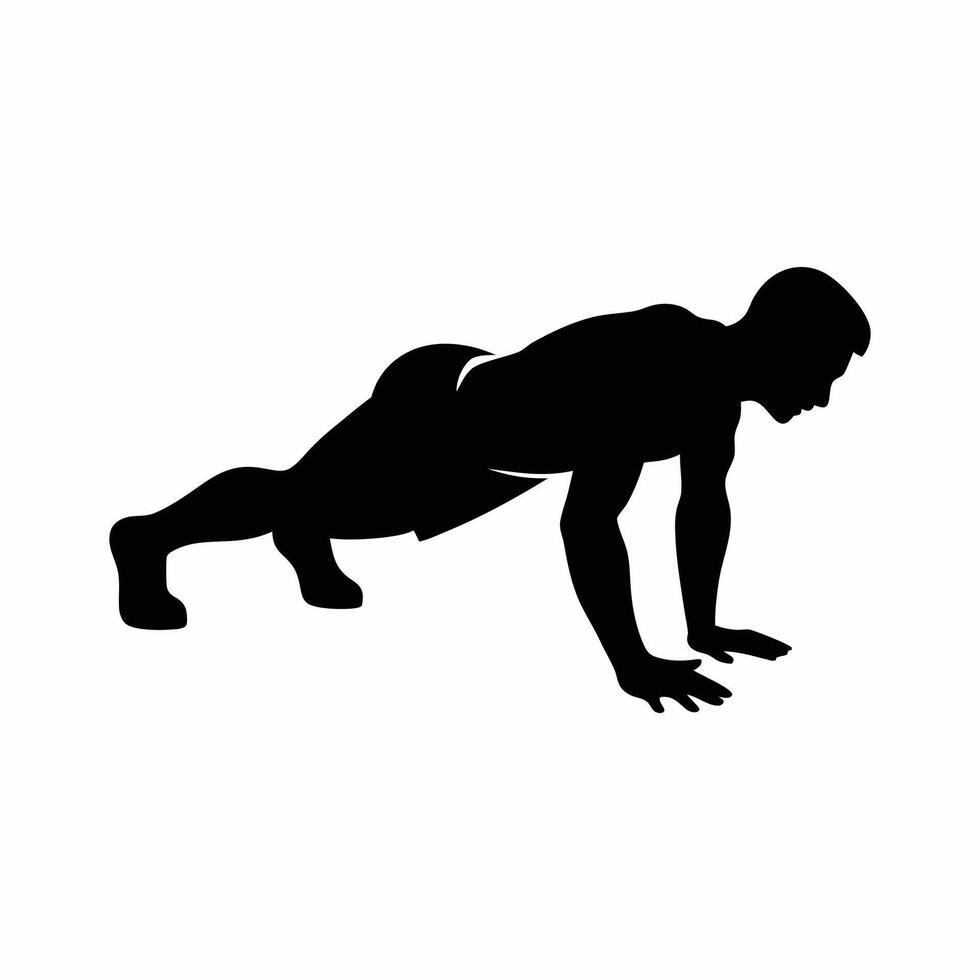silhouette illustration of push ups exercise vector