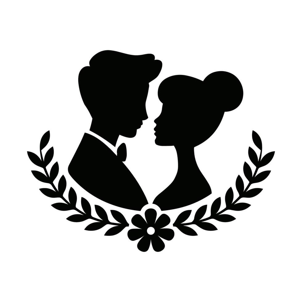 A silhouette of a man and woman in a laurel wreath vector