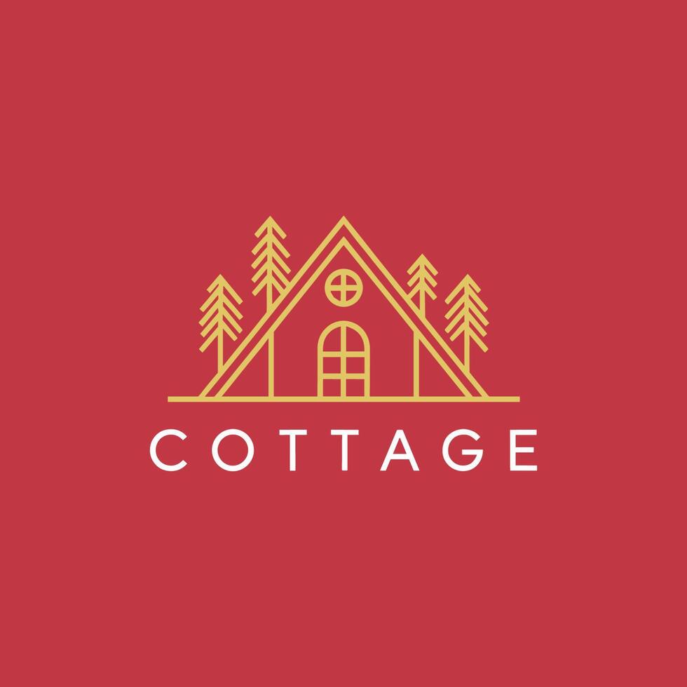 The cottage logo, with a red background vector