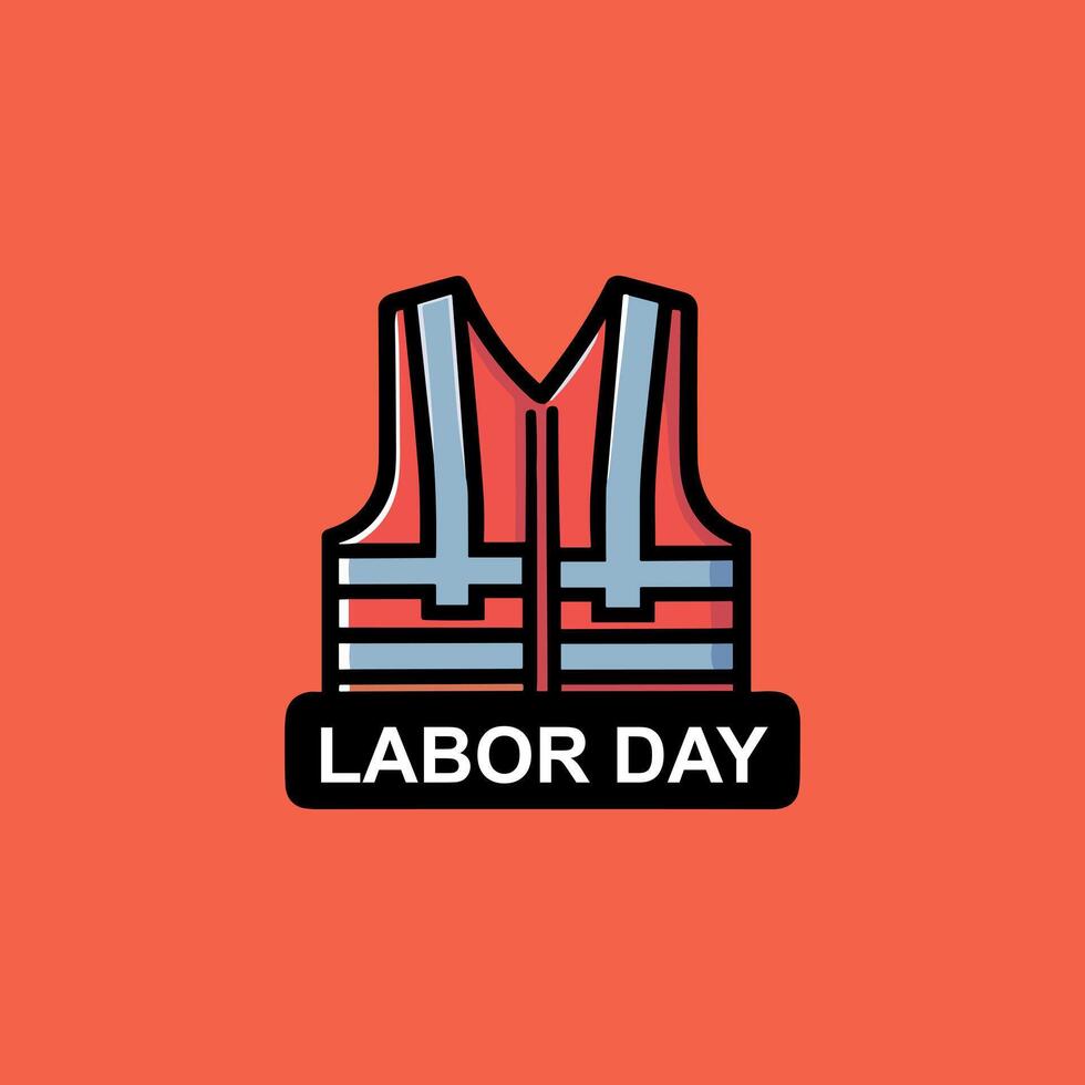 Labor day logo with a vest on an orange background vector