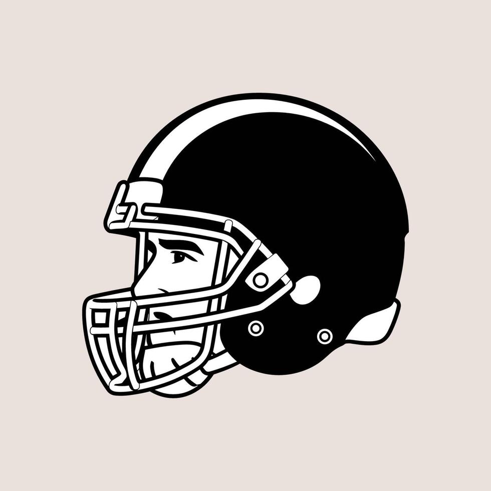 A black and white illustration of a football helmet vector