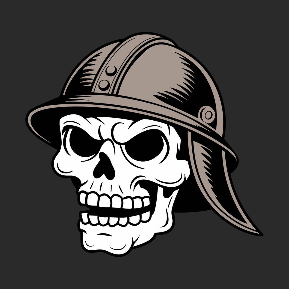 Skull in helmet illustration vector