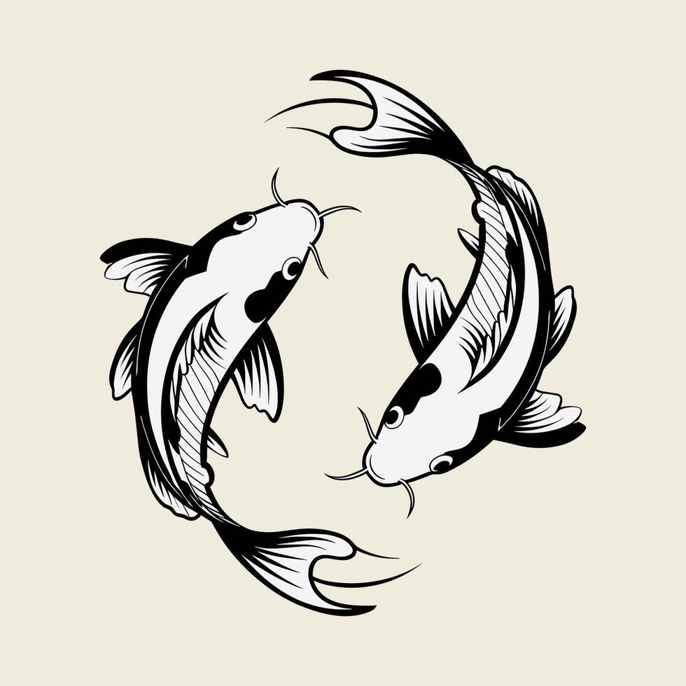 Two koi fish in a circle on a white background vector