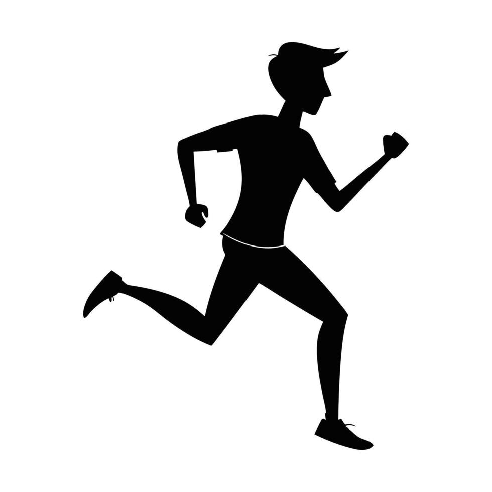 silhouette of a person running. Young man Running. Young boy running. vector