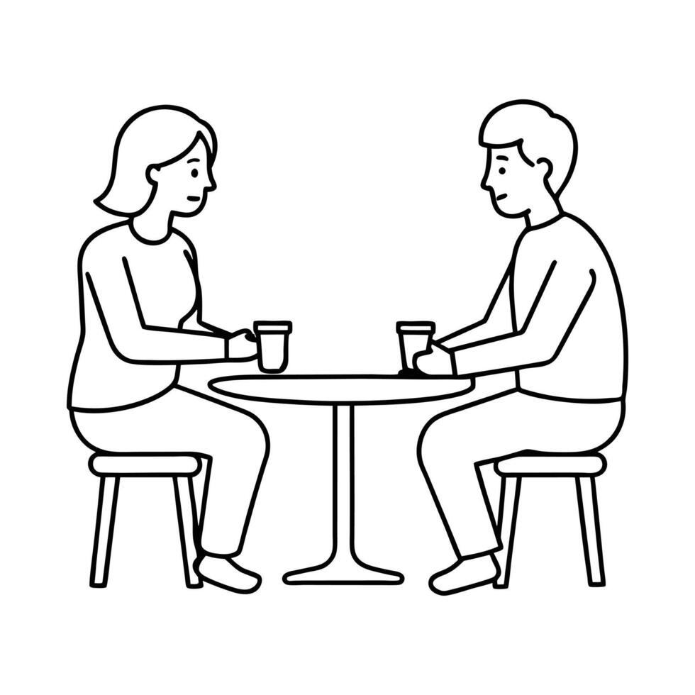couple in cafe vector
