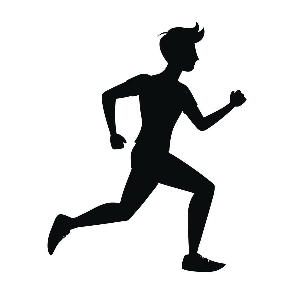 silhouette of a person running. Young man Running. Young boy running. vector