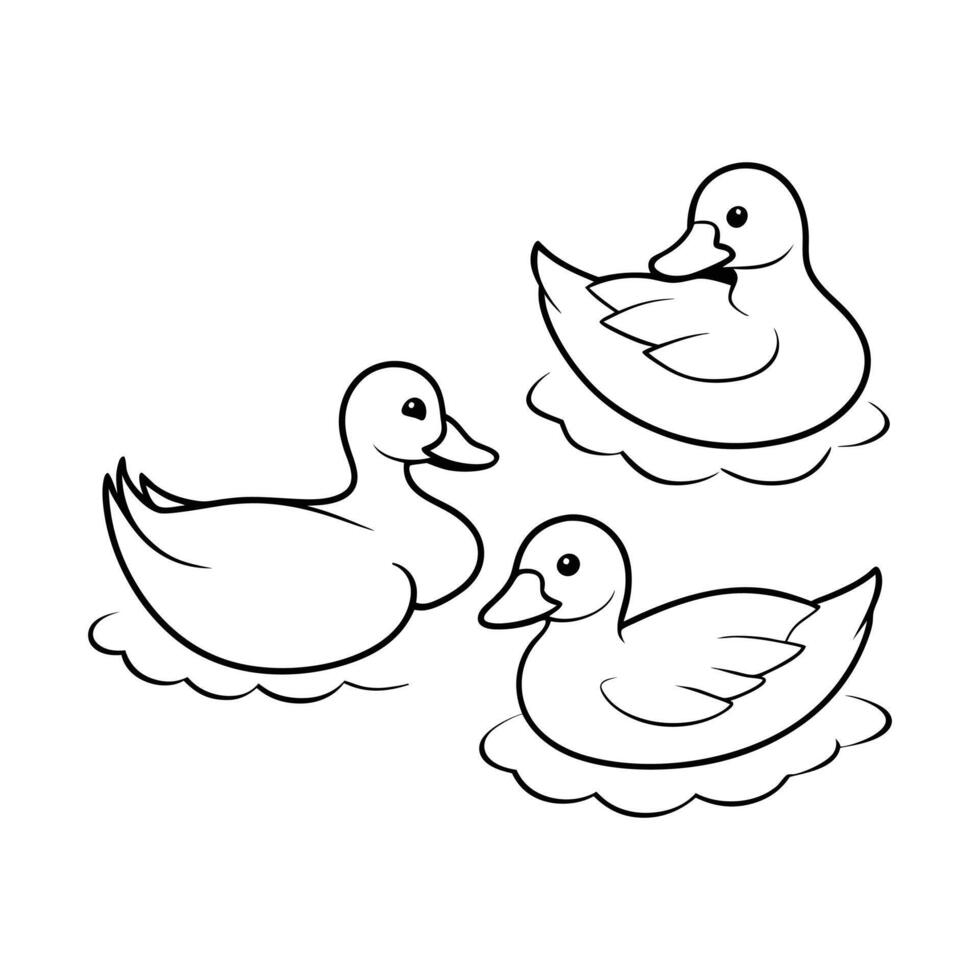 Set of ducks on water vector