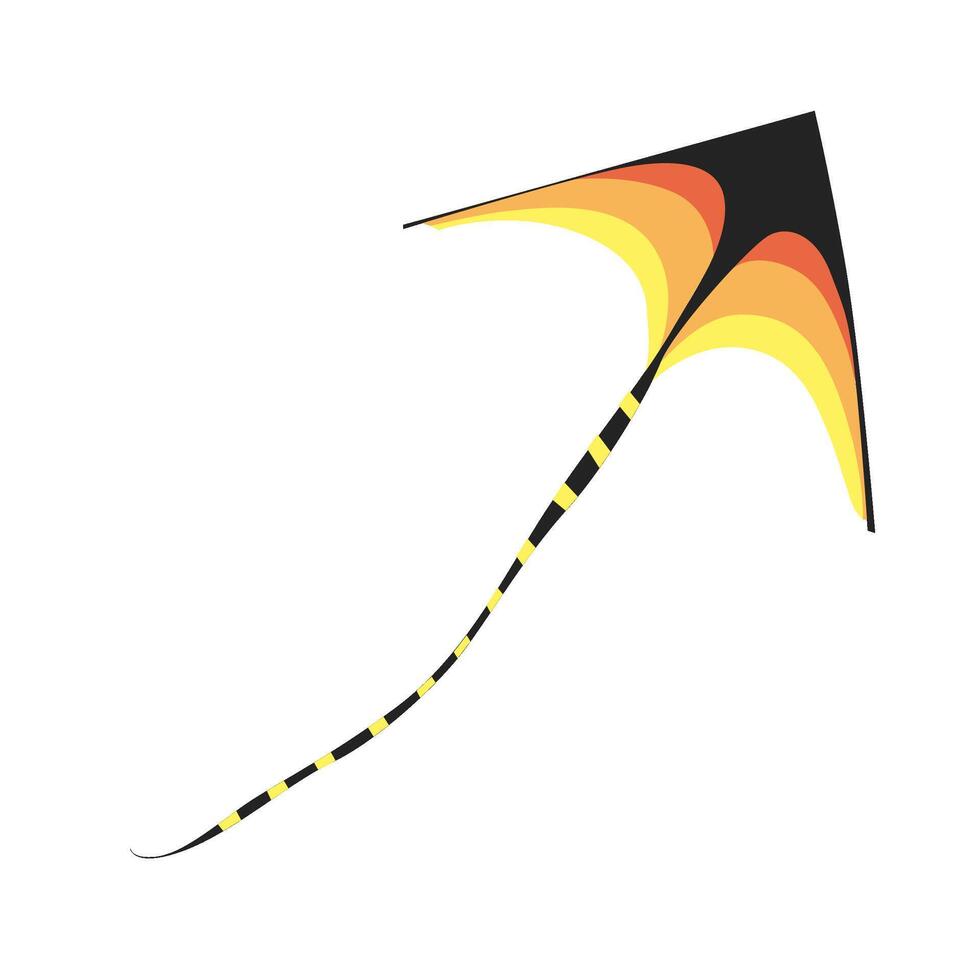 Color flying kite with pattern isolated on white background, childhood hobby, happy celebration graphic, flying decoration element, festival holiday fly toy, vector