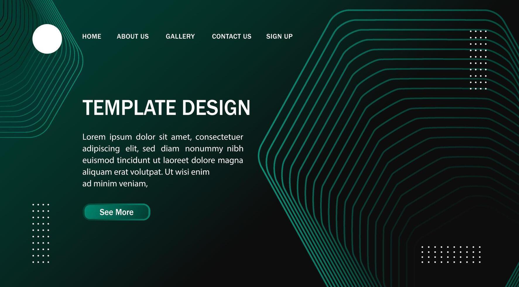 a green web page template design with a geometric pattern vector