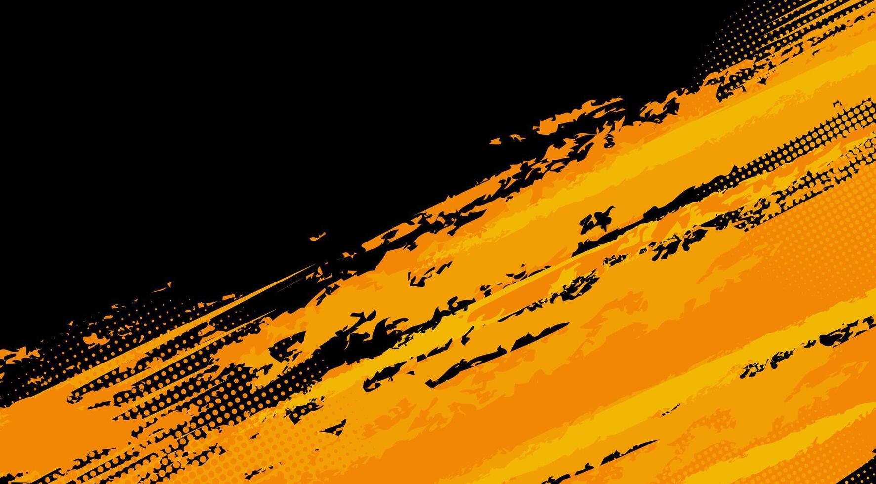 a black and orange background with a paint splatter vector